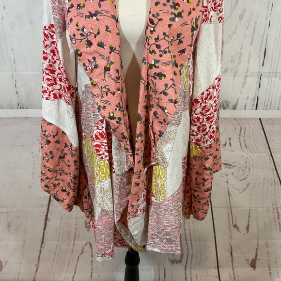 Floreat Anthropologie Kimono Robe Jacket M/L Patchwork Asian Inspired NO BELT - Picture 3 of 16
